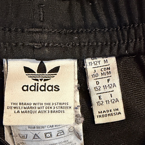 Adidas Kids Black Joggers with White Stripes - Picture 2 of 3